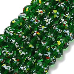 Морско-зеленый Бусы лэмпворк ручной работы, круглые, цвета морской волны, 10 мм, отверстие : 2.8 мм, около 40 шт / нитка, 13.19'' (33.5 см)