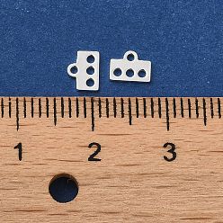 Argent 925 liens de composants de lustre en argent sterling, Connecteur rectangulaire à boucle 4, argenterie, 4.3x5.5x0.6mm, Trou: 1mm