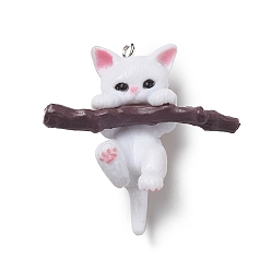 Черный Пластиковые подвески из ПВХ, для изготовления брелка, кошачье очарование, чёрные, 38.5~40.5x39.5~40x25.5~27 мм, отверстие : 2 мм