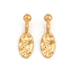 Golden 201 Stainless Steel Pendants, Hammered Oval Charms, PVD Vacuum Plating, Golden, 15.5x5x1.2~4.5mm, Hole: 1.8mm