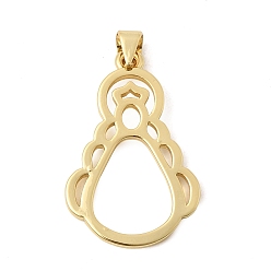 Настоящее золото 18K Латунные подвески, прелести девы марии, реальный 18 k позолоченный, долговечный, стойки покрытие, без свинца и без кадмия, реальный 18 k позолоченный, 28x18.5x1.5 мм, отверстие : 4x3.5 мм