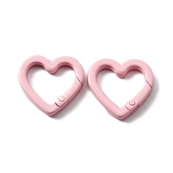 Pink Пружинные кольца из цинкового сплава, сердце кольцо, розовые, 25x26x3.5 мм