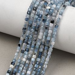 Aquamarine Natural Devil Blue Aquamarine Beads Strands, Faceted Table Cut Cube Beads, 3x3x3mm, Hole: 0.7mm, about 131~134pcs/strand, 15.43''(39.2cm)~15.55''(39.5cm)