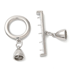 Платина Латунные застежки-молнии из прозрачного кубического циркония, без кадмия, без никеля и без свинца, платина, 30 мм, Кольцо: 18x16x2 mm, отверстие : 1.2 мм, бар: 29x14x3 mm, штифты : 1.2 мм, отверстие : 1.2 мм, Кулон : 7x7x9 мм, отверстие : 1.2 мм