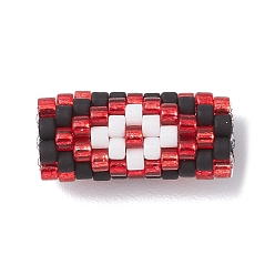 Красный Стеклянные бусины ручной работы европейские бусины, колонка, красные, 18x8 мм, отверстие : 4 мм