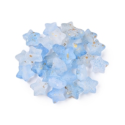 Светло-Голубой Бисера матовым акриловым, золотая фольга, звезда, Небесно-голубой, 9x10x5 мм, отверстие : 1.6 мм