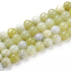 Зеленый Нефрит Природного зеленого нефрита нитей бисера, круглые, 6 мм, отверстие : 1 мм, около 62 шт / нитка, 15.55 дюйм (39.5 см)