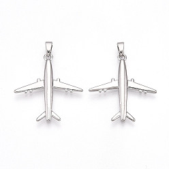 Платина Латунные подвески, без кадмия и без свинца, прелести самолета, платина, 27x25x2.8 мм, отверстие : 2.5x5 мм