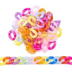 Mixed Color Imitation Jelly Acrylic Linking Rings, Quick Link Connectors, for Curb Chains Making, Twist, Mixed Color, 30x21x6mm, Inner Diameter: 16x8mm