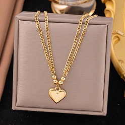 Золотой 304 женские ожерелья с подвесками в форме сердца из нержавеющей стали, золотые, 16.69 дюйм (42.4 см)