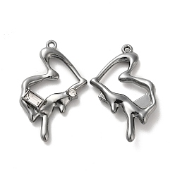 Clear Alloy Pendant, with Glass, Gunmetal, Lead Free & Cadmium Free, Heart Charm, Clear, 33.5x20x5.5mm, Hole: 1.4mm