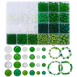 Mixed Color DIY Bracelets Making Kit, 1544Pcs Mixed Styles Glass Beads, Round, Fcaeted, Mixed Color, 4~8.5mm, Hole: 0.8~1.5mm