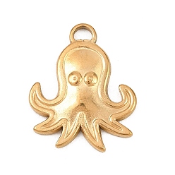 Осьминог Серия океан 304 подвески из нержавеющей стали, реальный 18 k позолоченный, очарование осьминога, 20x16.5x2 мм, отверстие : 3 мм