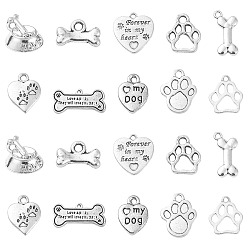 Античное Серебро Собачья тема в тибетском стиле, античное серебро, 13x8 см, 20 шт / пакет