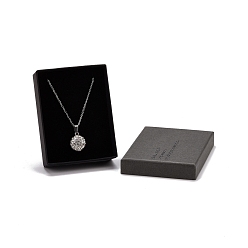 Черный Картонные коробки ювелирных изделий, с черной губкой внутри и серой защелкивающейся крышкой, для ожерелий и колец, прямоугольник со словом, серые, 7x9x2.7 см