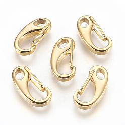Golden 304 Stainless Steel Push Gate Snap Keychain Clasp Findings, Golden, 26x12.5~13.5x4.5~6.5mm, Hole: 4x6mm