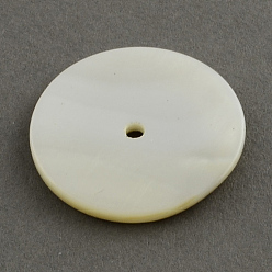 Seashell Color Natural Sea Shell Beads, Disc/Flat Round, Heishi Beads, Seashell Color, 8x1.5mm, Hole: 1mm