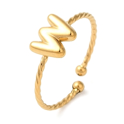 Letter W 304 открытые манжеты из нержавеющей стали, украшения для женщин, реальный 18 k позолоченный, Буква W, внутренний диаметр: 19 мм, Письмо: 7x9 мм