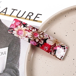 Красный Прямоугольная акриловая заколка для волос с цветком, аксессуары для волос для женщин и девочек, красные, 25x94 мм