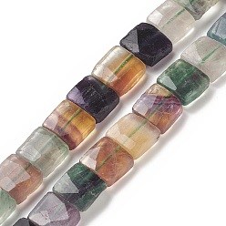 Fluorine Fluorite naturel chapelets de perles, facette, carrée, 9~11.5x9~12x5~7mm, Trou: 1.2mm, Environ 34~36 pcs/chapelet, 14.96~15.63 pouce (38~39.7 cm)