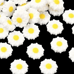 Белый Силиконовые фокусные шарики, цветок ромашка, белые, 18x6 мм, отверстие : 2 мм