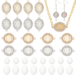 Золотой & Цвет Нержавеющей Стали Набор для самостоятельного изготовления овальных звеньев, включая настройки разъема кабошона из сплава со стразами, Кабошоны из стекла, золотые и нержавеющая сталь цвет, 80 шт / коробка
