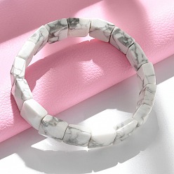 Говлит Квадратные синтетические бусины говлита эластичные браслеты для женщин и мужчин, внутренний диаметр: 2-1/4~2-3/8 дюйм (5.55~5.95 см)