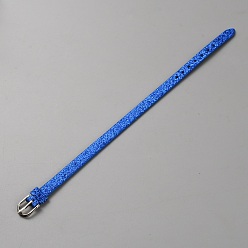 Bleu Bracelet en cordon de cuir PU vierge avec fermoirs en alliage, bleu, 8-1/2 pouce (21.7 cm)