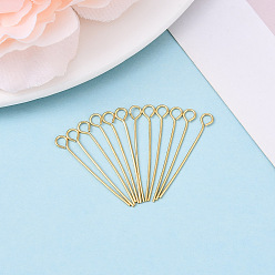 Настоящее золото 18K Латунные булавки, без никеля , долговечный, реальный 18 k позолоченный, 25.5x0.5 мм, отверстие : 2 мм