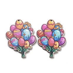  баллон Большие подвески из дерева с односторонним принтом, пасхальные прелести,  баллон, 51x41.5x2.5 мм, отверстие : 1.5 мм