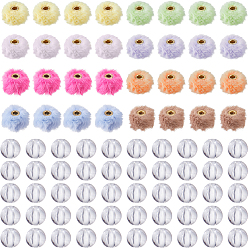 Gemischte Farbe 64Stück 8Farben Kunstnerz europäischen Perlen, Großloch perlen, mit Alu-Kern, Rondell, 64pcs transparente Acrylperlen, Runde, Gemischte Farbe, 20x12.5 mm, Bohrung: 4 mm, 8 Stk. je Farbe