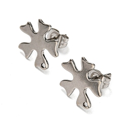 Stainless Steel Color Non-Tarnish 201 Stainless Steel Stud Earrings Finding, with 304 Stainless Steel Pins, Flower, Stainless Steel Color, 13x13mm, Hole: 1mm, Pin: 0.8mm