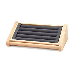 Темно-Серый Деревянные украшения палец кольцо отображает стенды, с микрофиброй, темно-серый, 12.8x24x7.4 см