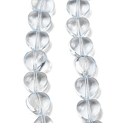 Light Sky Blue Baking Paint Transparent Glass Beads Strands, Heart, Light Sky Blue, 8x8x4.5mm, Hole: 0.8mm, about 99~100pcs/strand, 29.13~29.53 inch(74~75cm)