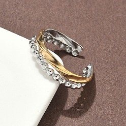 Золотой & Цвет Нержавеющей Стали 304 двухцветные манжетные кольца из нержавеющей стали, ионное покрытие (ip), золотые и нержавеющая сталь цвет, 5.5 мм