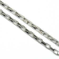 Stainless Steel Color Tarnish Resistant Stainless Steel Box Chains, Unwelded, Stainless Steel Color, 5x3x1mm