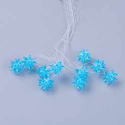 Deep Sky Blue Glass Woven Beads, Flower/Sparkler, Made of Horse Eye Charms, Deep Sky Blue, 13mm
