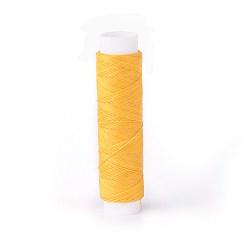 Gold Round Waxed Polyester Twisted Cord, Micro Macrame Cord, for Leather Projects, Bookbinding, Gold, 0.65mm, about 21.87 yards(20m)/roll