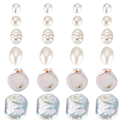 Mixed Color 24Pcs 6 Styles Natural Pearl Beads, Mixed Shapes, Mixed Color, 5~22x7~18x3~10mm, Hole: 0.6~1.8mm, 4pcs/style