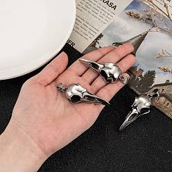 Antique Silver 304 Stainless Steel Big Pendants, Bird Skull, Antique Silver, 56x21.5x14.5mm, Hole: 10x7mm