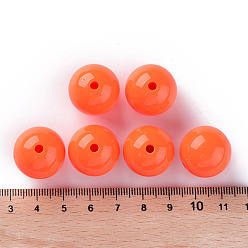 Orange Red Opaque Acrylic Beads, Round, Orange Red, 20x19mm, Hole: 3mm, about 111pcs/500g