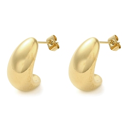 Настоящее золото 18K Ионное покрытие (ip) 304 серьги-гвоздики из нержавеющей стали, украшения для женщин, слеза, реальный 18 k позолоченный, 19.5x10 мм