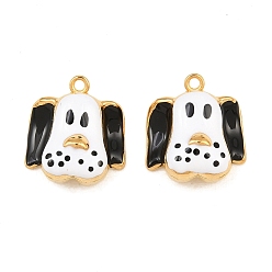 Negro 304 colgantes de esmalte de acero inoxidable, encanto de perro, real 18 k chapado en oro, revestimiento de iones (ip), larga duración plateado, negro, 15.5x14x8 mm, agujero: 1.2 mm