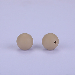 Pale Goldenrod Round Silicone Focal Beads, Chewing Beads For Teethers, DIY Nursing Necklaces Making, Pale Goldenrod, 15mm, Hole: 2mm