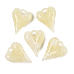 Светлый Золото-желтый Акриловые подвески, сердце, светлый золотарник желтый, 27x20.5x8.5 мм, отверстие : 3x3 мм