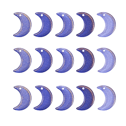Полуночно-синий Стеклянные подвески, DIY аксессуары для изготовления ювелирных изделий, с блеском порошок, луна, темно-синий, 16x11.5x3 мм, отверстие : 1.2 мм, 100 шт / коробка