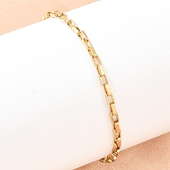 Золотой 201 браслеты-цепочки из прямоугольных звеньев нержавеющей стали для женщин, золотые, 6-3/4 дюйм (17.2 см)