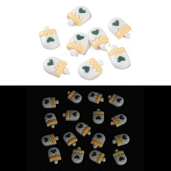 White Luminous Resin Decoden Cabochons, with Enamel, Glow in the Dark, Two Tone Ice Lolly, White, 12x8x2.5mm