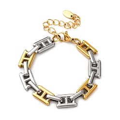 Золотой & Цвет Нержавеющей Стали 304 браслеты-цепочки из нержавеющей стали для женщин и мужчин, прямоугольные, золотые и нержавеющая сталь цвет, 5-3/4 дюйм (14.5 см)
