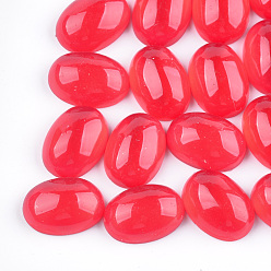 Cerise Translucent Resin Cabochons, Oval, Cerise, 14x10x4mm